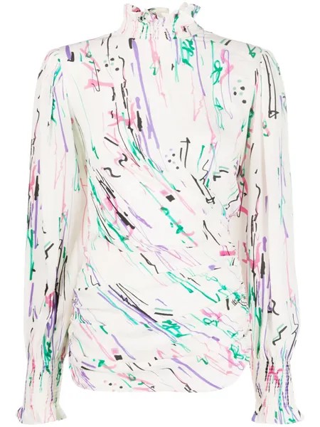 Isabel Marant блузка с абстрактным принтом и высоким воротником