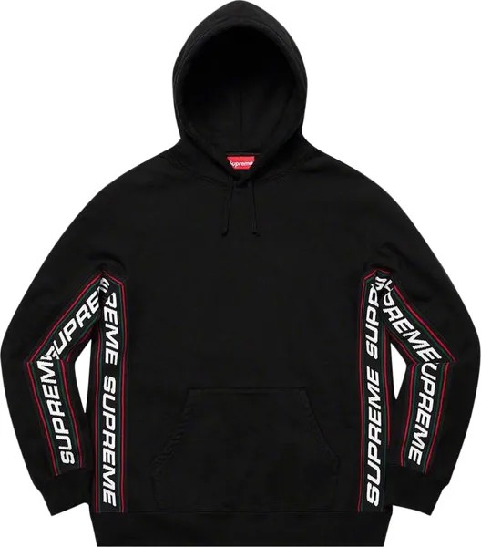 Толстовка Supreme Text Rib Hooded Sweatshirt 'Black', черный