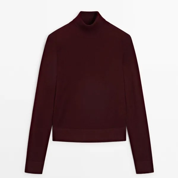 Свитер Massimo Dutti High Neck Knit, бордовый