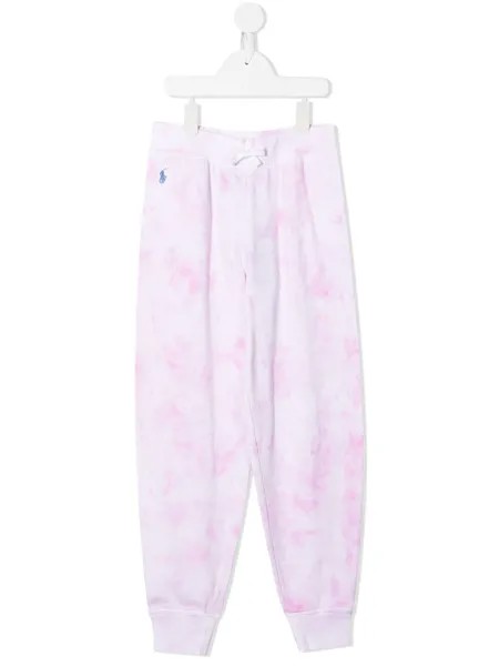 Ralph Lauren Kids спортивные брюки с принтом тай-дай и логотипом
