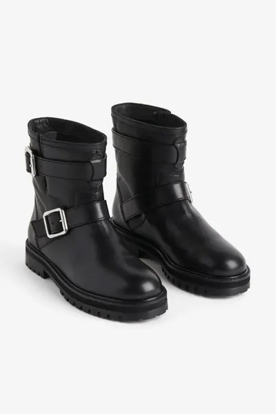 Кожаные рокерские ботинки H&M, черный