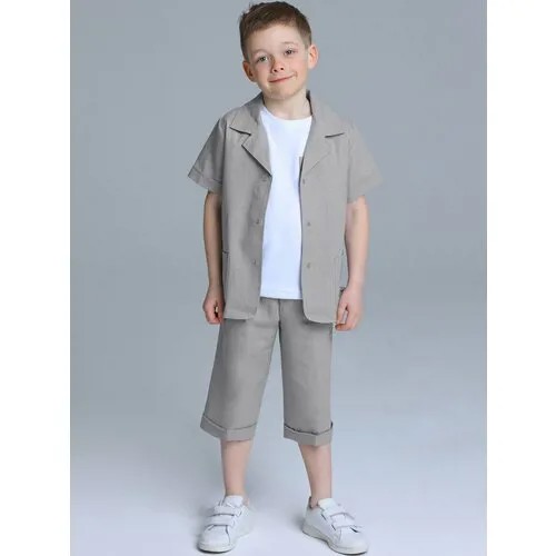 Комплект одежды Дашенька, майка и бриджи, нарядный стиль, размер 104, серый