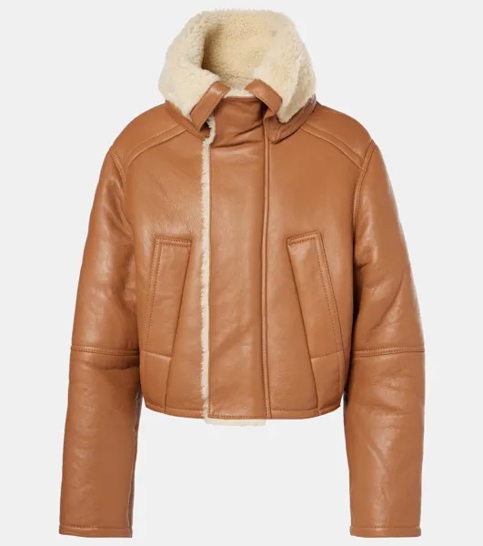 Пальто на подкладке из овчины Victoria Beckham, цвет tan/cream