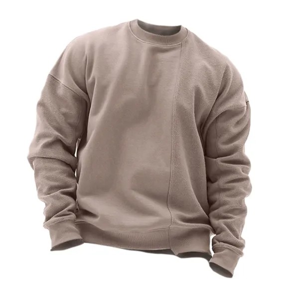 Свободный мужской однотонный свитер с круглым вырезом