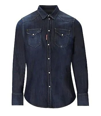 Мужская джинсовая рубашка Dsquared2 Classic Western Blue