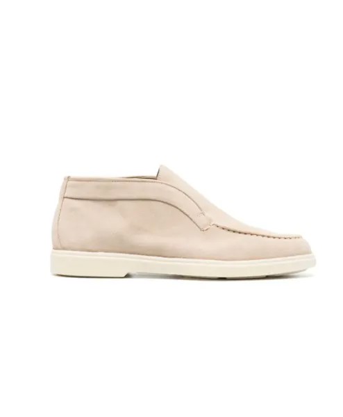 Замшевые лоферы слипоны Santoni, бежевый