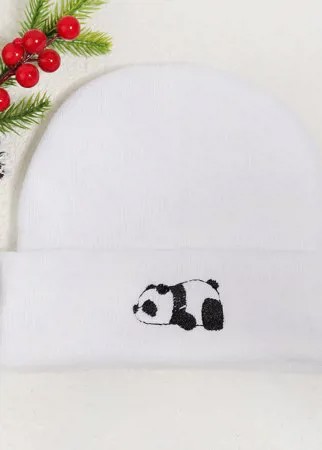 Шапка-бини панда с вышивкой
