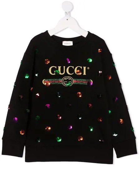 Gucci Kids толстовка с логотипом и пайетками