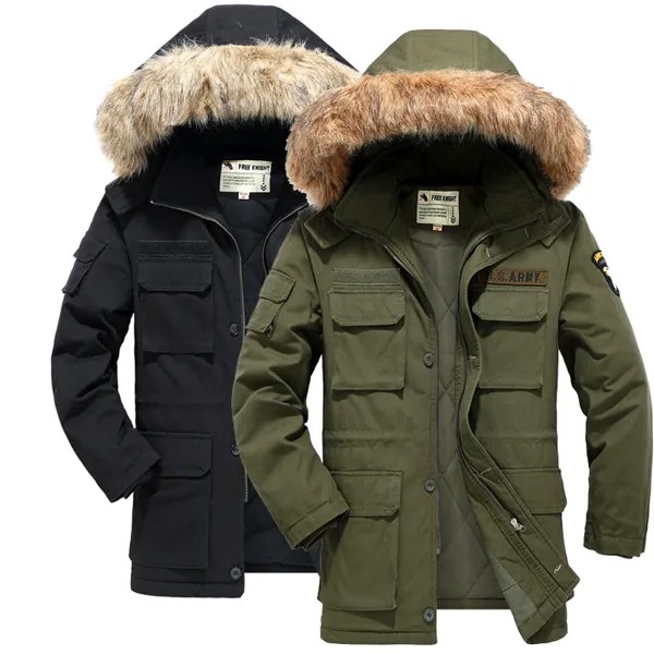 Зимняя мужская Военная верхняя одежда, ветровка, повседневные толстые теплые пуховики, парка со съемной шапкой, куртка из 100% хлопка