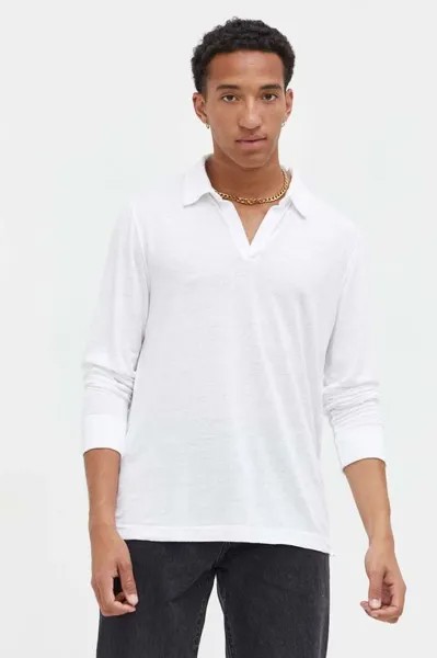 Льняной лонгслив Abercrombie & Fitch, белый