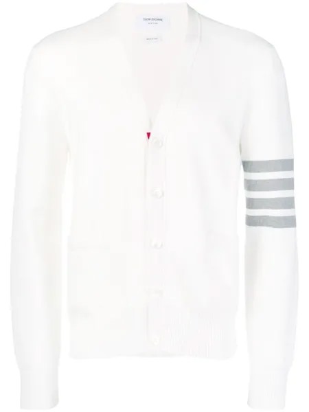 Thom Browne кардиган с 4 полосками, белый