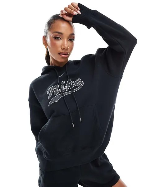 Черная флисовая худи с логотипом Nike Phioenix Trend