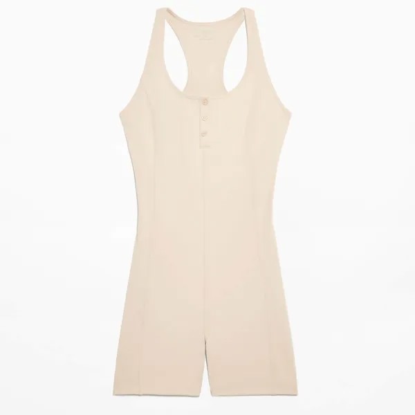 Комбинезон Oysho Comfortlux Open Back Short, светло-бежевый