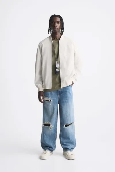 Легкий бомбер ZARA, белый