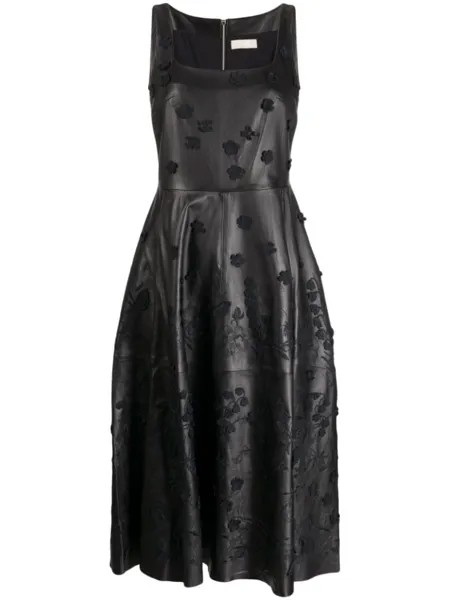 Elie Saab платье миди с цветочной аппликацией, черный
