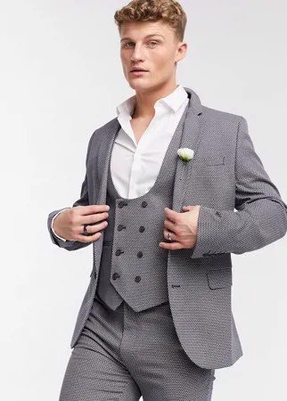 Светло-коричневый фактурный пиджак супероблегащего кроя ASOS DESIGN - wedding-Коричневый цвет