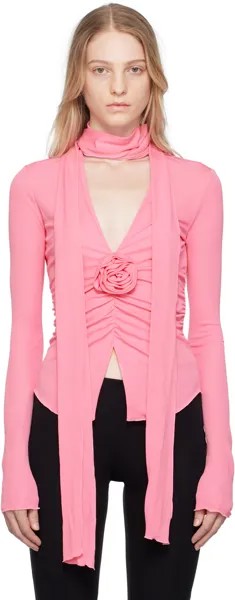 Розовая блузка с цветочным принтом Blumarine