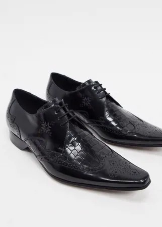 Черные туфли на шнуровке с крокодиловым эффектом Jeffery West-Черный