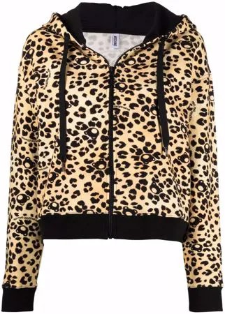 Moschino худи на молнии с леопардовым принтом Teddy Bear