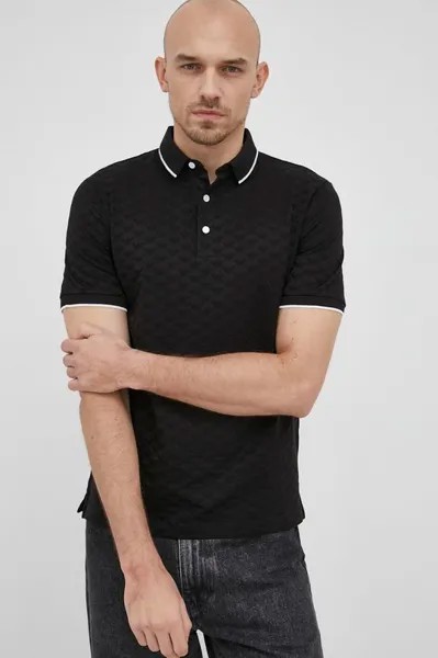 Хлопковое поло Emporio Armani, черный