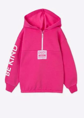 Розовое худи oversize с принтом Be kind для девочки Gloria Jeans