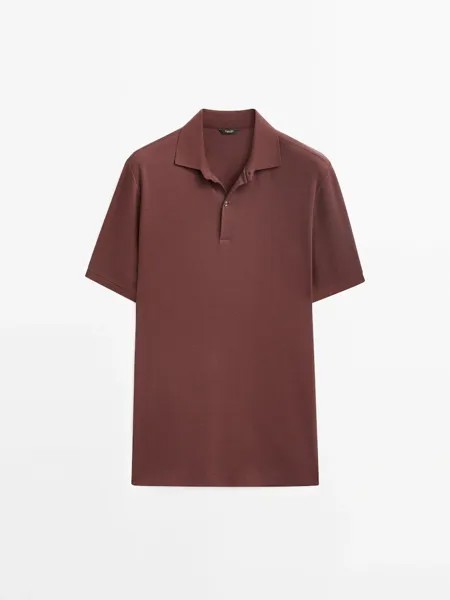 Рубашка-поло из микротекстурного хлопка Massimo Dutti, бургундия