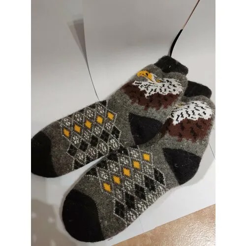 Мужские носки  Орел, 4 пары, высокие, фантазийные, утепленные, воздухопроницаемые, махровые, бесшовные, антибактериальные свойства, размер 27/29, серый