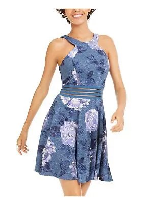 CITY STUDIO Женское блестящее прозрачное мини-платье без рукавов с лямкой на шее для вечеринок + расклешенное платье
