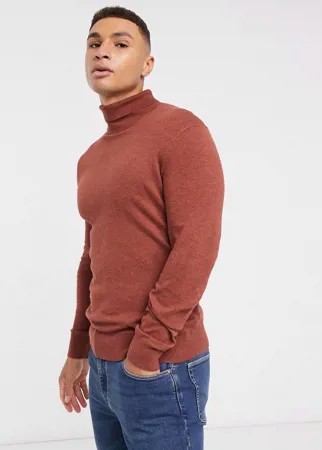 Коричневая водолазка из органического хлопка Burton Menswear-Коричневый цвет