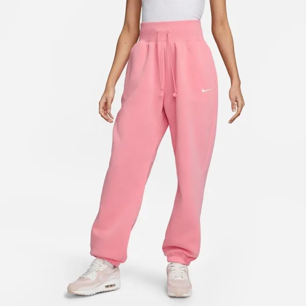 Женские спортивные брюки большого размера из флиса Nike Sportswear Phoenix с завышенной талией, розовый