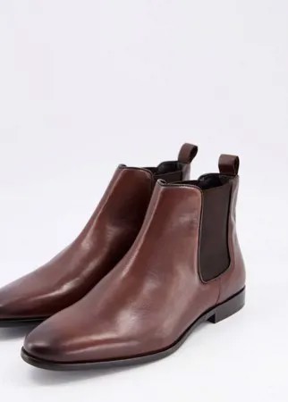 Коричневые кожаные ботинки челси Walk London-Коричневый цвет