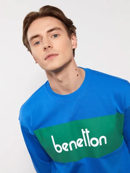 Мужская толстовка с круглым вырезом и длинным рукавом с принтом Benetton