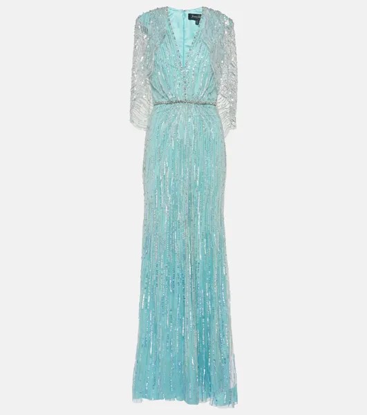 Декорированное платье Coralia с накидкой Jenny Packham, синий