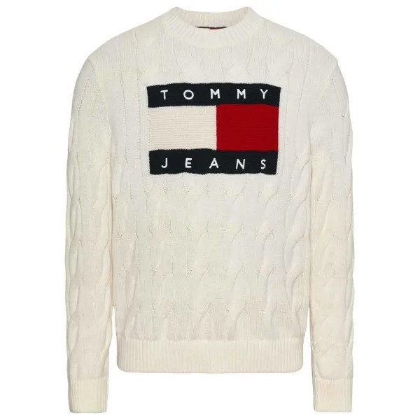 Свитер Tommy Jeans Rlx Flag Cable, бежевый