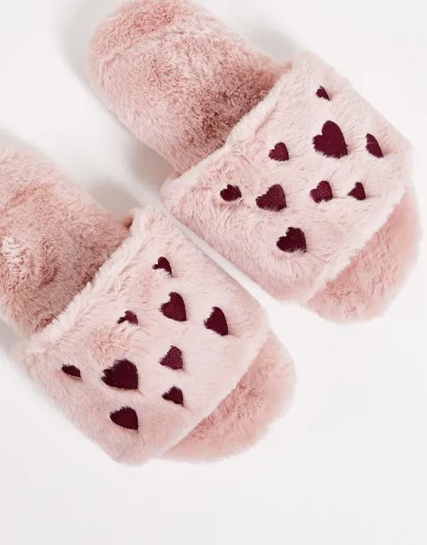 Розовые слиперы с сердечками, изготовленные без использования материалов животного происхождения Monki-Розовый цвет