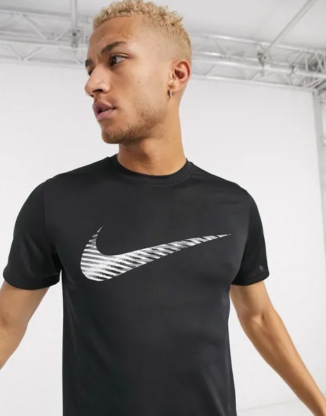 Черная футболка из ткани Dri-Fit с галочкой Nike Training-Черный