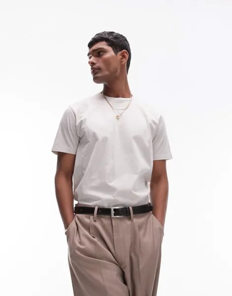 Topman - футболка цвета экрю, классический крой