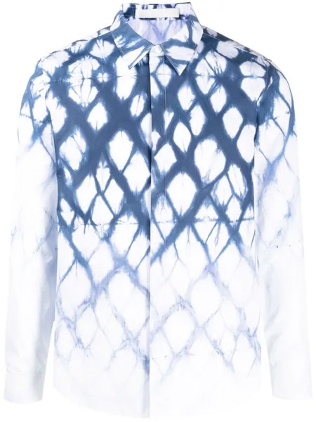 Dion Lee рубашка Shibori с принтом, синий