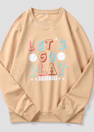 Пуловер с принтом бейсболы и буквы для мужчины