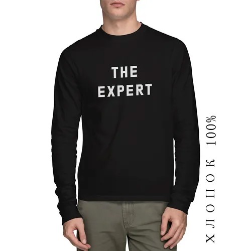 Лонгслив PRINTHAN Лонгслив с принтом The expert унисекс, черный, размер 2XL (52-54), черный