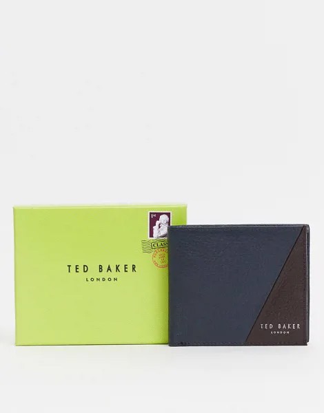 Темно-синий бумажник с кожаной вставкой и внутренней частью Ted Baker Robec