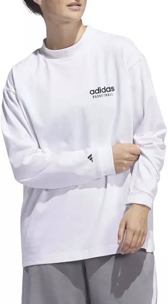 Женский топ Adidas Select с длинными рукавами и воротником-стойкой, белый