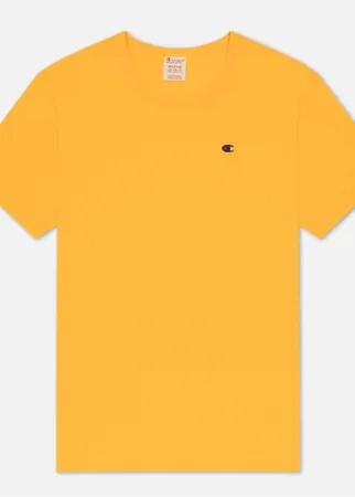 Мужская футболка Champion Reverse Weave Logo Chest & Sleeve Crew Neck, цвет жёлтый, размер XL