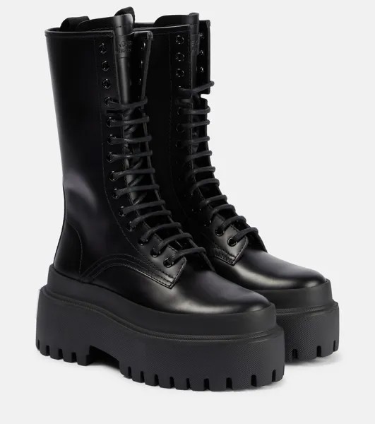 Кожаные армейские ботинки на платформе Dolce&Gabbana, черный