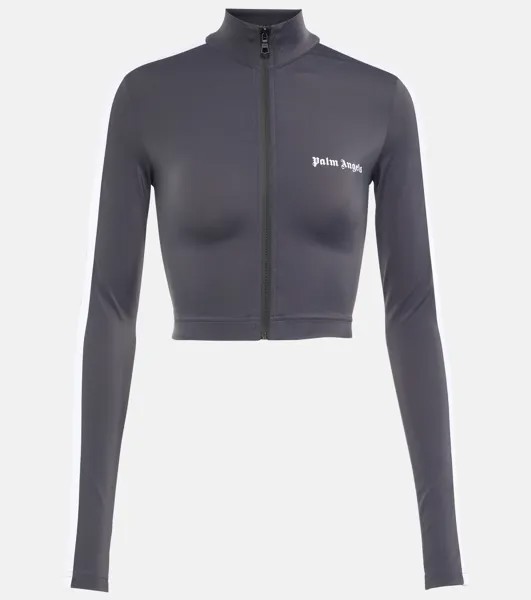 Укороченная спортивная куртка на молнии Palm Angels, серый