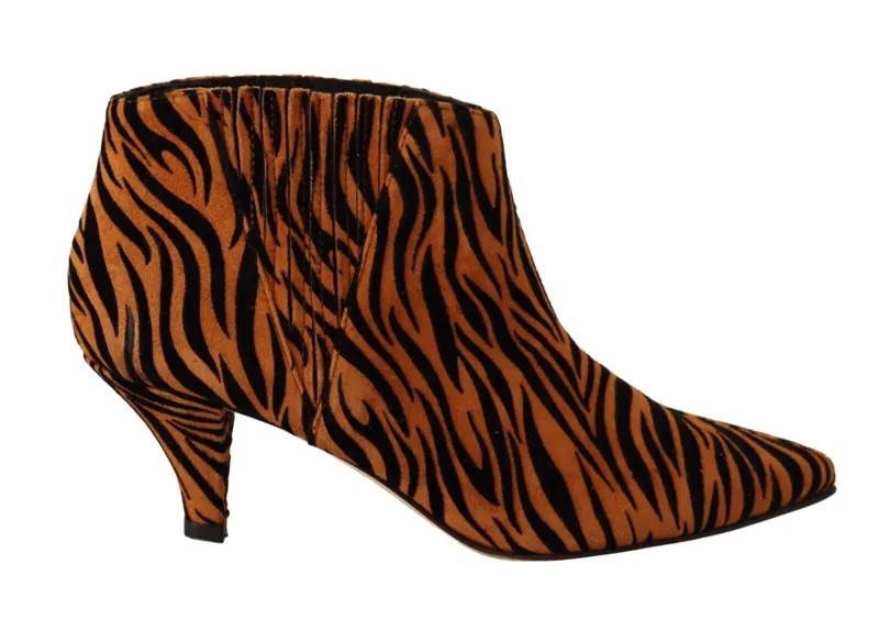 AME Shoes Короткие сапоги Коричневые замшевые туфли на каблуке с рисунком зебры EU36 / 5,5 долларов США 300 долларов США