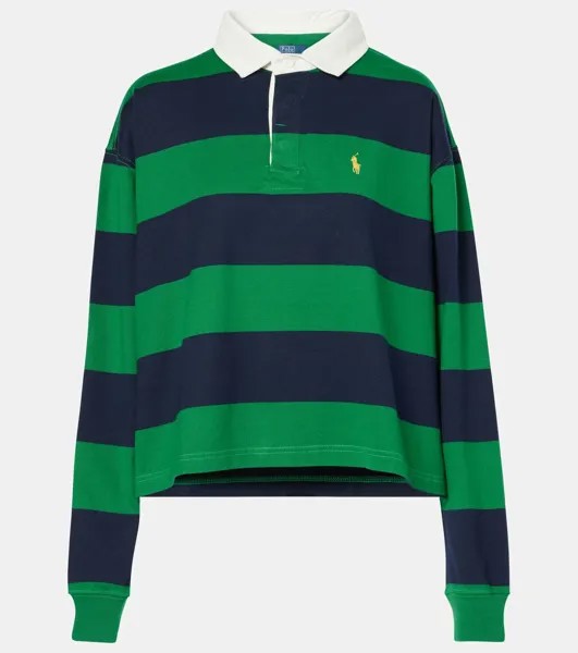 Полосатая рубашка-поло из хлопкового джерси Polo Ralph Lauren, цвет hillside green/refined navy