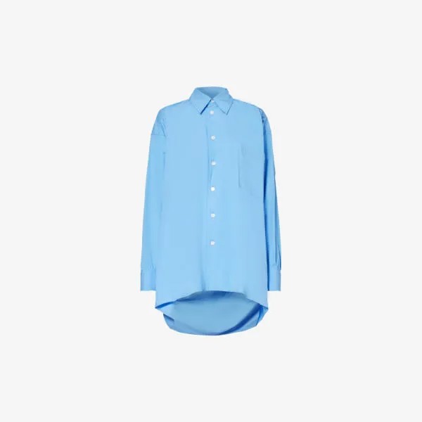 Компактная рубашка оверсайз с заниженными плечами из смесового хлопка Bottega Veneta, синий
