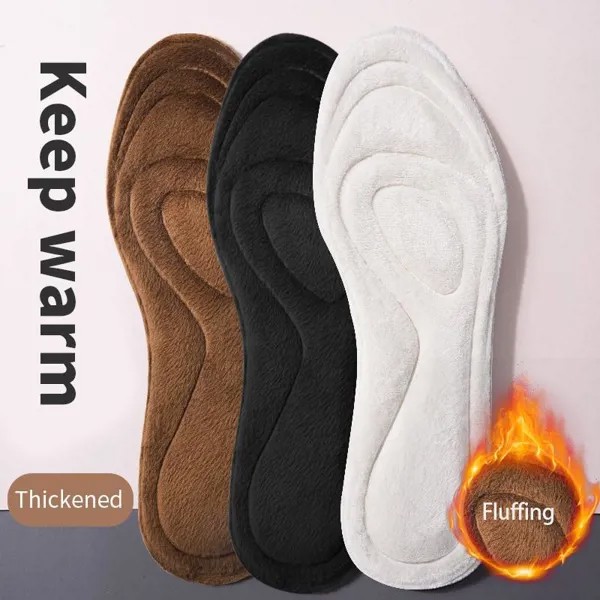 2022 Keep Warm Fleece Insole for Shoes Thicken Soft Massage Pad Sole Cashmere Зимние термальные стельки для мужчины Женщина Стелька Вставка