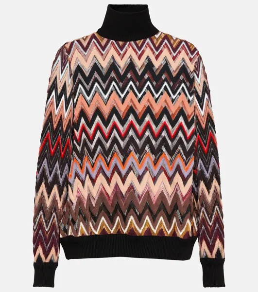 Свитер с высоким воротником из смесовой шерсти Missoni, мультиколор